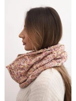 Komin dámský vlněný měkký melírovaný zimní šátek KN25 růžový+žlutý