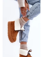 Šnekové na platformě s kožušinou Camel Olimuka