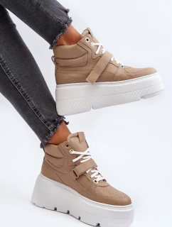 Zazoo 3450 Dámské Kožené Tenisky Beige