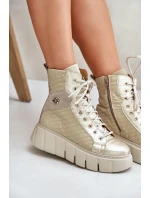 Kožené Boty Na Platformě Maciejka 06751-25 Zlaté
