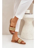 Kožené Pantofle S Dekorativním Detailem A Pletením Hnědé Zazoo 40426 Kožené Pantofle S Dekorativním Detailem A Pletením Hnědé Zazoo 40426