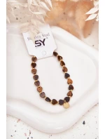 Náramek srdíčka ze chirurgické oceli hnědý