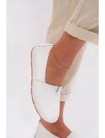 Kožené dámské polobotky LR61-7051 Bílé