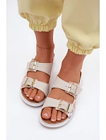 Dámské pantofle světle béžové s přezkami Inblu SD000001