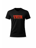 Pánské bavlněné tričko s potiskem - TÁTA (ROCK) - černé