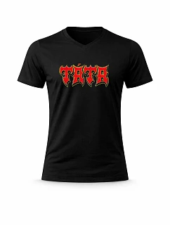 Pánské bavlněné tričko s potiskem - TÁTA (ROCK) - černé