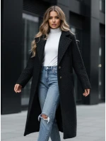 Dámský dlouhý kabát z ovčí kůže černý FashionStreet NY0754z