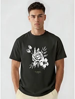 Pánské bavlněné tričko oversize s potiskem černé FashionStreet NX1040R Pánské bavlněné tričko oversize s potiskem černé FashionStreet NX1040R
