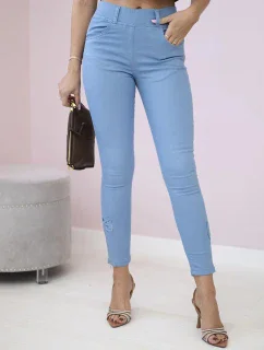 Kalhoty z barevného denimu s mašlí z denimu