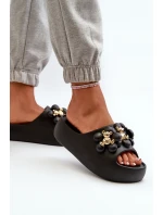 Dámské Piankové Žabky S Ozdobami Na Hrubé Podrážce Černé Bremavia