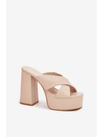 Dámské Klapky Na Platformě A Podpatku Béžové Lenobos