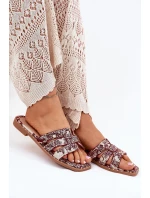 Zdobené Pantofle Na Plochém Podpatku Bordové Anniles