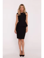 S427 Peplum šaty - černé