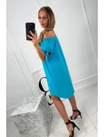 Šaty svázané na rukávech tyrkys