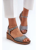 Dámské sandály Na Klinu Sergio Leone SK303 Černobílé Dámské sandály Na Klinu Sergio Leone SK303 Černobílé