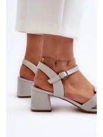 Dámské sandály na podpatku z ekologické kůže Sergio Leone SK894 šedé