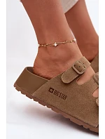 Dámské pantofle na masivní platformě s pásky Big Star TT274530 Camel