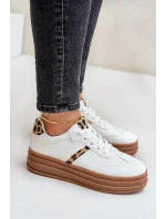 Dámské tenisky na platformě s leopardím vzorem bílé Dravinnia