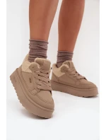 Dámské zateplené sportovní boty na platformě SS274105 Béžová - Big Star