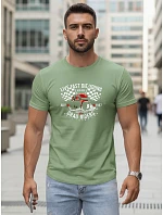 Pánské bavlněné tričko s potiskem automobilů světle zelené FashionStreet NX5087R Pánské bavlněné tričko s potiskem automobilů světle zelené FashionStreet NX5087R