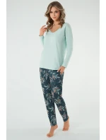 Italská móda Julietta s dlouhým rukávem barva:pistácie/potisk