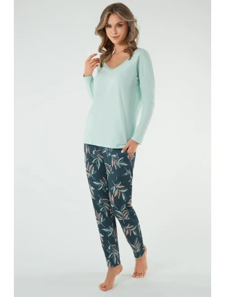 Italská móda Julietta s dlouhým rukávem barva:pistácie/potisk