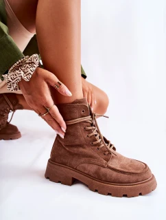 Dámské semišové kozačky zavazované hnědé Vanita