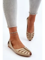 Zazoo 10009 Pohodlné Dámské Kožené Baletky Beige