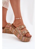 Dámské Sandály Na Masivní Platformě S Pletením A Přezkami Multikolor