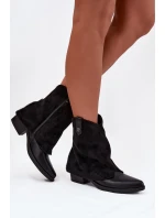 Vytápěné cowboy boty na podpatku černé Sylvette