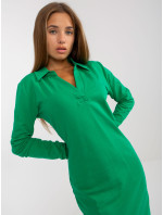Zelené jednoduché basic šaty s výstřihem do V RUE PARIS
