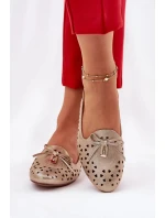 Dámské perforované baleríny s otevřenou patou Navinnia – zlaté