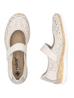 Dámská pohodlná prolamovaná obuv Rieker N4299-60 na suchý zip v béžové barvě