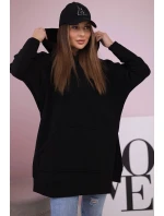 Zateplená mikina s bočními rozparky černá