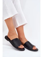 Dámské Pantofle Z Eko Kůže Na Plochém Podpatku Černé Kalimira