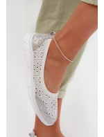 Kožené Ažurové Baleríny S.Barski GR61-5973 Bílé
