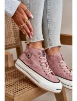 Zateplené Dámské Tenisky Na Platformě Eko Kůže Big Star Růžové