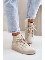 Dámské zateplené manšestrové tenisky Big Star Hi-Poly System - béžové