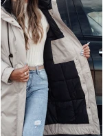 Dámská zimní bunda ELEGANTI dlouhá s kapucí světle šedá FashionStreet TY4657