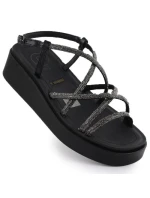 Dámské romantické sandály na platformách se zirkony černé Filippo DS6898