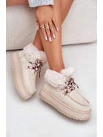 Nízké dámské sněhule na platformě s kožíškem světle béžové Neathren