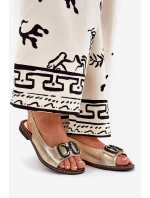 Ploché Sandály S Dekorací Eko Kůže Zlaté Lilria