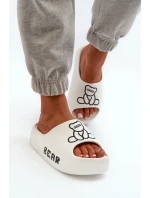 Dámské pěnové pantofle na masivní podrážce s medvídkem, bílá Lamira