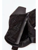 Dámské kotníkové boty Lelira kovbojky se zdobením – černé
