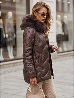 Dámská zimní bunda LOVEINSIDE, prošívaná s kožešinovým lemem, fialová, FashionStreet TY5814 Dámská zimní bunda LOVEINSIDE, prošívaná s kožešinovým lemem, fialová, FashionStreet TY5814