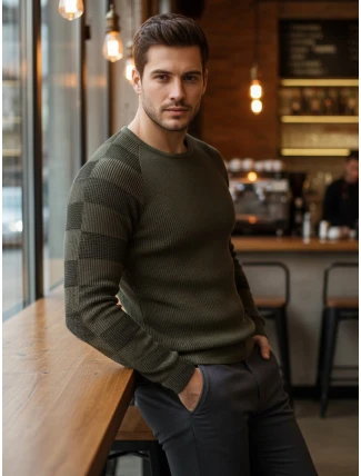 Pánský khaki svetr FashionStreet WX1637