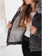 Dámská džínová bunda FURDENIM s umělou kožešinou tmavě šedá FashionStreet TY5185 Dámská džínová bunda FURDENIM s umělou kožešinou tmavě šedá FashionStreet TY5185