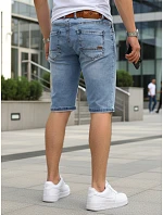 Pánské džínové šortky s páskem před kolenem modré SX2579