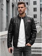 Pánská zateplená bunda z ekokůže s kapucí, černá, FashionStreet TX5147 Pánská zateplená bunda z ekokůže s kapucí, černá, FashionStreet TX5147