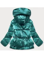 Zelená metalická krátká dámská zimní bunda puffer (omdl-022)